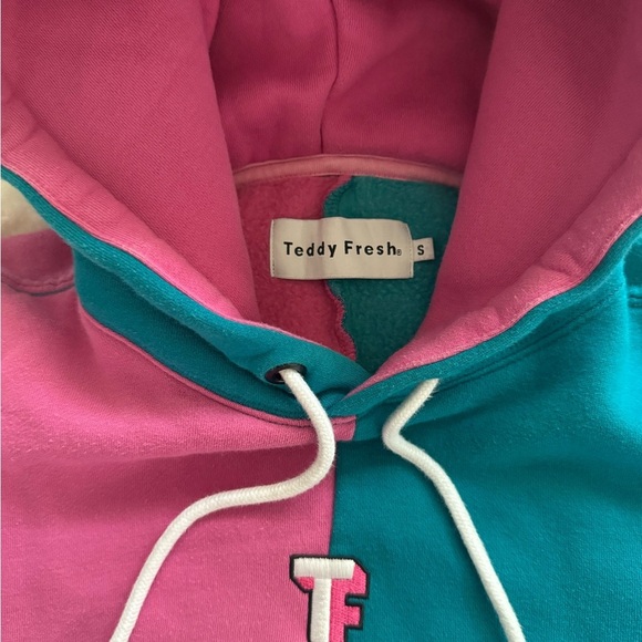 Teddy Fresh OG Colorblock Hoodie Size Small Pink Teal Blue Retro Y2K Rare - Picture 3 of 6